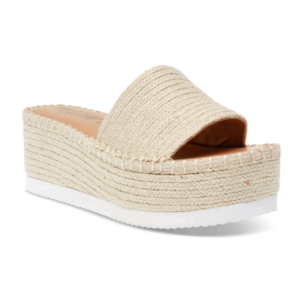 WILD PAIR Womens Beige 1-1/2" Platform Shermer Wedge Espadrille Shoes 7.5 9.5 l0